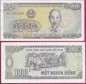 VIETNAM SOZIALIST 1000 DONG 1988 UNC PRÄFIX OQ, HO CHI MINH UND (1890-1969) ELEP - Bild 1 von 1