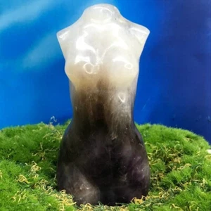 210 g natürlicher verträumter Amethyst Quarz Kristall handgeschnitzt weibliches Modell Mineral - Bild 1 von 12