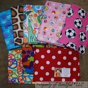 BonEful Fabric COTTON QUILT Scrap BOX GIRL Pink Soccer Peace Red White Dot SALE - Picture 1 of 12