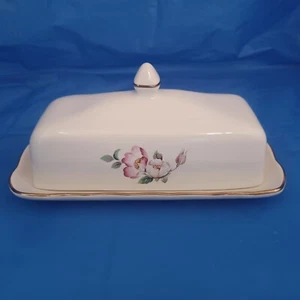 HOUSE OF WEBSTER HWE1 Ceramic Butter Dish Vintage Briar Rose Pattern VGC - Picture 1 of 4