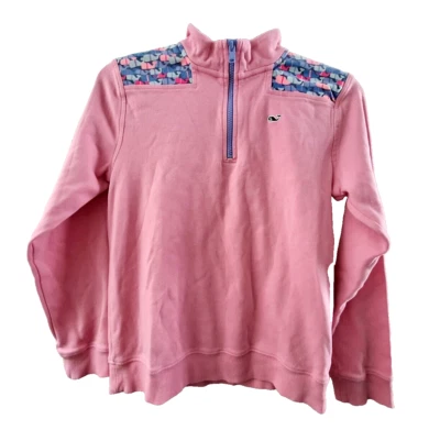 Suéter Vineyard Vines Niños Niñas Talla Grande Rosa Cuarto Cremallera Logotipo de Ballena Estampado Foto 1 de 4