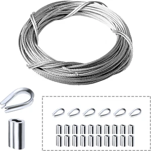 "Cuerda de alambre de acero inoxidable, kit de barandilla de cable de grado marino 316 (1/16" X 33 pies) - Imagen 1 de 7