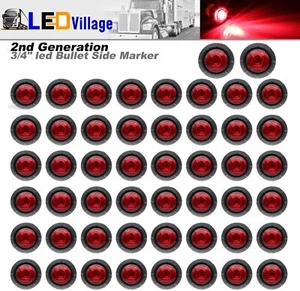 Lot 12V LED Car Small Round Side Marker Light Lorry Button Lamp Off-Road Red - Picture 1 of 14