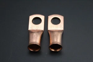 4 GAUGE COPPER 5/16 RING 2 PK CRIMP TERMINAL CONNECTOR AWG BATTERY LUG CUR4516 - Picture 1 of 8