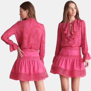 Minigonna Haute Hippie Catherine Pizzo Rivestito Cotone Seta NUOVA USA Taglia 4 - Foto 1 di 8