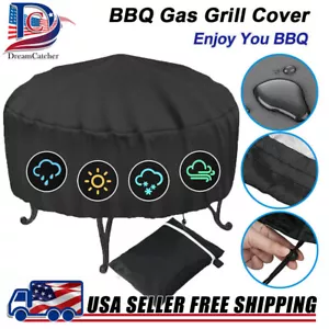 30 inch Patio Round Fire Pit Cover Waterproof BBQ Gas Grill UV Protector Outdoor - Picture 1 of 8