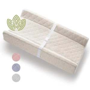 Organic Cotton Contoured Baby Changing Pad w/Waterproof Foam Mattress, Includes - Picture 1 of 6