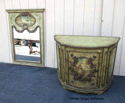 63373   Decorator Console Hall Table Sideboard with Mirror Cover