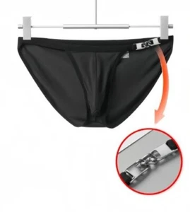 New Sexy Black Metal Connection Low Rise Bikini Brief w/Contoured Pouch -Gay - Picture 1 of 7
