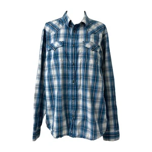 Herren XLT Western Pearl Snap Hemd Cody James blau-weiß kariert Cowboy - Bild 1 von 13