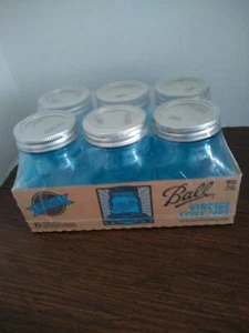 New Ball Pint Mason Jars w/Lids Canning Vintage Heritage Collection Blue 6/Pk - Picture 1 of 6