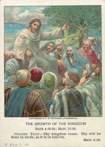 Christliche Bildunterrichtskarte Das Wachstum des Reiches Matthäus 6,10 1912 - Bild 1 von 2