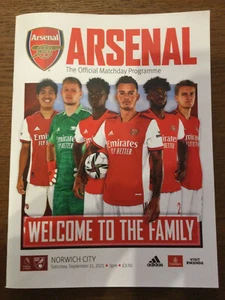 Arsenal gegen Norwich City Premier League offizielles Programm 11.09.21 T2205/6/7 - Bild 1 von 2