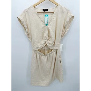 1.State Kleid Damen MEDIUM Creme Juneberry Leinenmischung Kurzarm Flügelärmel - Bild 1 von 10