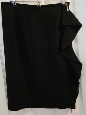 NWT  TTahari Ruffle Zipper Accent Black Pencil Skirt Sz 8 Lined - Image 1 of 4