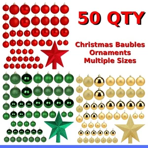 50 Stück 40 mm rot und gold Weihnachtskugeln Christbaumkugeln Deko Ornamente - Bild 1 von 16