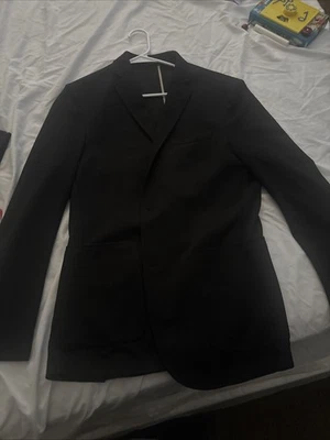 NUEVO $360 Vince Camuto Blazer Negro Azul Cuadros Calce Ajustado ELASTIZADO Traje Abrigo 36R Foto 1 de 3