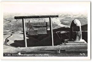 RPPC Aussichtspunkt LEWISTON Holzschild Idaho Ross Hall Foto 1950er Vintage Postkarte - Bild 1 von 2