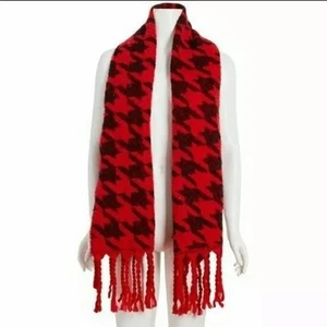 Mujer DKNY Talla Única Súper Acogedora Gran Tamaño Pata de Gallo Manta Bufanda Roja/Negro - Imagen 1 de 6