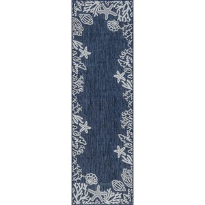 Eco Coastal Navy 3 ft. x 10 ft. Indoor/Outdoor Runner Rug - Picture 1 of 5