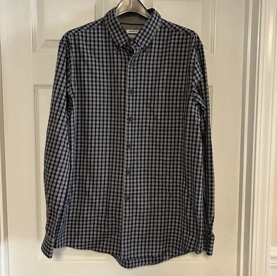 Camisa Jos A Bank 1905 Para Hombre Grande Calce Moderno Abotonada - Manga Larga Azul Cuadros Foto 1 de 4