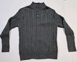 Jos A Bank Fischerpullover Zopfmuster grau Herren XXL 4 Knöpfe Henley - Bild 1 von 9