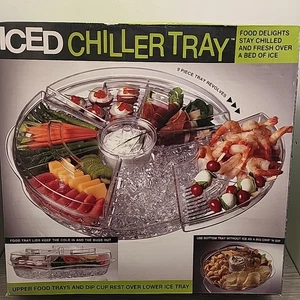 Prodyne Appetizer Serving Tray Iced Chiller 16" Clear With Lids - Picture 1 of 8