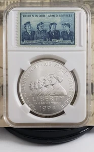 1994-W Mujeres en Militar Conmemorativo - Dólar de Plata con Estampillas - ¡Bonito! W4 - Imagen 1 de 10