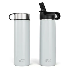 22 oz Double-Walled Insulated Water Bottle Leakproof Stainless Steel Grey - Picture 1 of 10