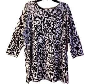 Susan Graver Damenpullover Oberteil schwarz-weiß Flapper Wellenmuster 1X - Bild 1 von 12