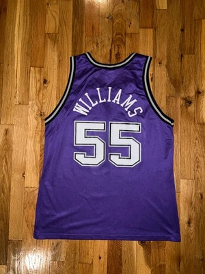 Camiseta Púrpura 44 NBA Webber Divac Bibby JASON WILLIAMS Champion SACRAMENTO KINGS Foto 1 de 4
