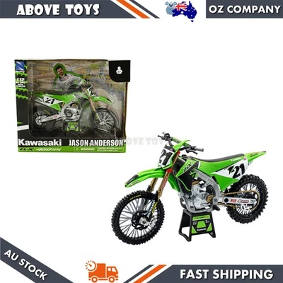Nuevo modelo de juguete de motocicleta Ray escala 1:12 Kawasaki KX450F Racing Jason Anderson Foto 1 de 3