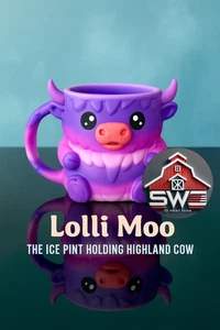 Lolli Moo Ice Cream Pint Holder – Gradient Highland Cow with Spoon Slots - Picture 1 of 8