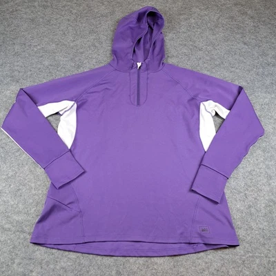 Sudadera con Capucha REI para Mujer XL Púrpura 1/4 Cremallera Pullover Correr Senderismo Aire Libre Prenda para el torso con Capucha Foto 1 de 4
