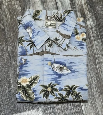 Vintage LL Bean Hawaiian Island Camp Shirt Men’s Large Tall Rayon Blend - Image 1 of 4