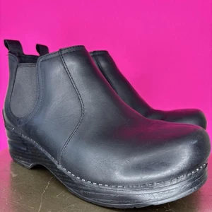 Dansko Frankie Black Oiled Leather Clog Chelsea Boot Sz 37 - Picture 1 of 7