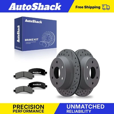 Rear Drilled Slotted Brake Rotors Premium Ceramic Pads for GMC Savana 1500 - Image 1 of 2