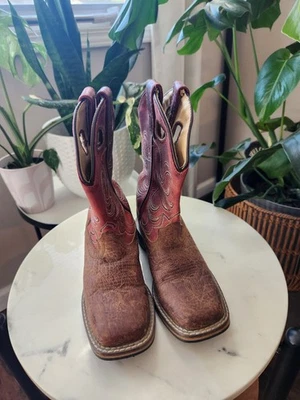 Smokey Mountain Boots Kids Cowboy Boots Size 13 Two Tone Leather Unisex - Image 1 of 4