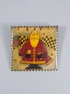 Santa Claus Square Christmas Pin - 2.5 In x 2.5 In - Imagen 1 de 3