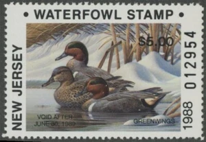 1988 New Jersey Non Resident Duck Stamp Mnt Never Hinged - Picture 1 of 1