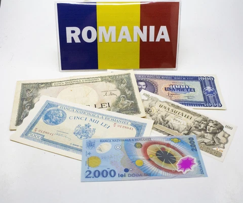 Romania: Five (1940's+) Romanian Banknotes Cover
