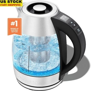 Digital Glass Kettle Rapid Boil 7 Temp Settings Tea Infuser Automatic Shut Off - Picture 1 of 8