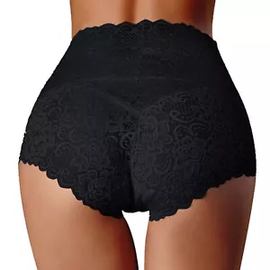 Sexy High Waist Underwear Women Thin Hollow Lace Ladies Panties Pure Cotton XXL - Picture 1 of 3