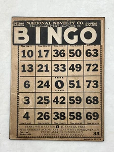 Antigua Tarjeta BINGO Stock Pesado Novedad Nacional CO Howard St Balt MD - Imagen 1 de 3