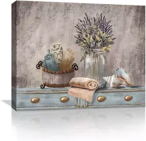 Bathroom Canvas Wall Art Flower Pictures Farmhouse Brown Wall Decor - Picture 1 of 12