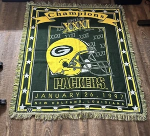 Green Bay Packers 1997 Super Bowl XXXI 31 Champions Throw Blanket NFL Football - Picture 1 of 5