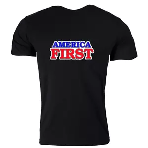 Camiseta Trump AMERICA FIRST Negra 100% Algodón Para Hombre MEDIANA - Imagen 1 de 2