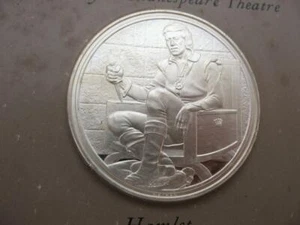 1,3-OZ 925 SILBER FRANKLIN MINT LE & KAPSEL SHAKESPEARE HAMLET MINT MÜNZE +GOLD - Bild 1 von 12
