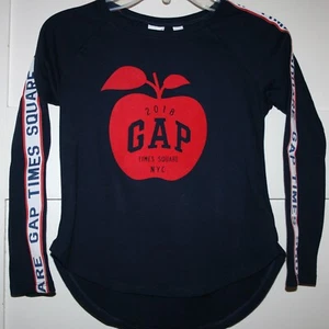 Top bambino Gap logo grafica Time Square New York blu navy taglia 6/7 - Foto 1 di 6