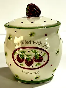 PAC Be Filled with Joy Psalm 100 Religous  Strawberry Candle Holder 3.5"x3" - Picture 1 of 8